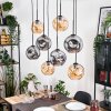 Ripoll Hanglamp, Kogellampje, Hanglamp Natuurlijke kleuren, Zwart, 8-lichts