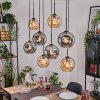 Ripoll Hanglamp, Kogellampje, Hanglamp Natuurlijke kleuren, Zwart, 8-lichts