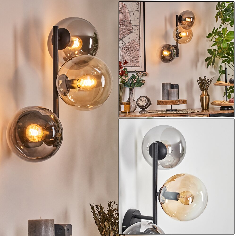 Gastor Kogellampje, Wandlamp Amber, Duidelijk, Rookkleurig, 3-lichts main product photo