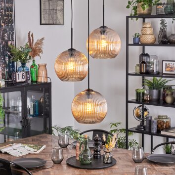 Koyoto Hanglamp, Kogellampje, Cluster hanglamp 30 cm Amber, 3-lichts