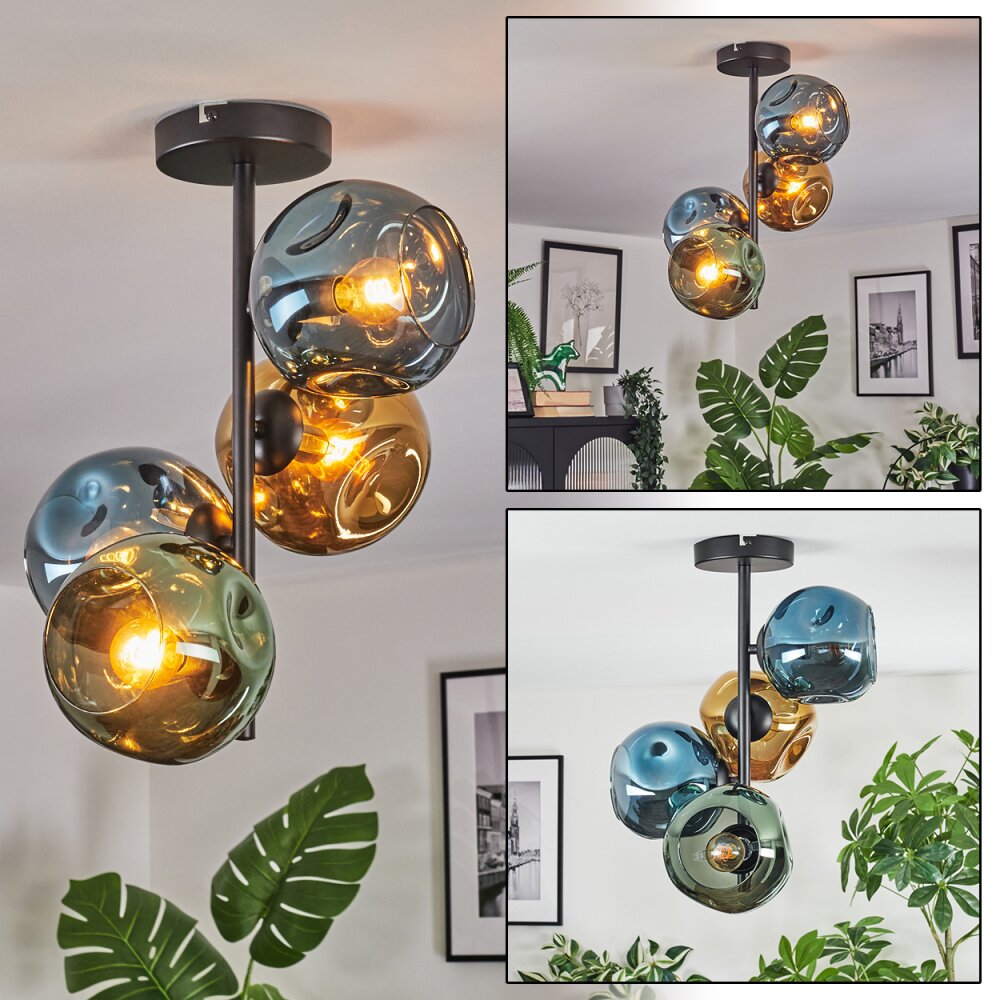 Ripoll Plafondlamp, Kogellampje Blauw, Goud, Groen, 4-lichts main product photo