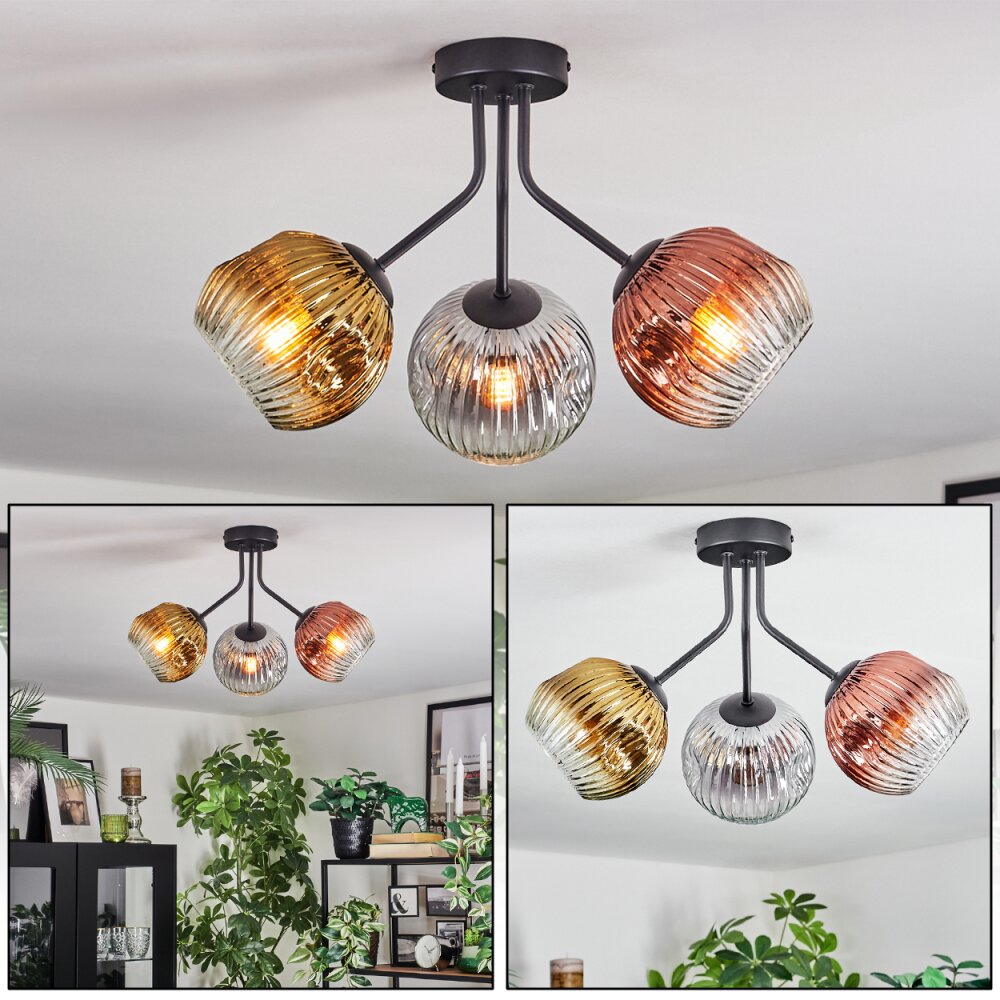 Ripoll Plafondlamp, Kogellampje Goud, Duidelijk, Koperkleurig, Rookkleurig, 3-lichts main product photo