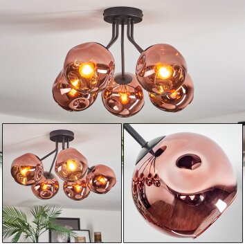 Ripoll Plafondlamp, Kogellampje Koperkleurig, 5-lichts
