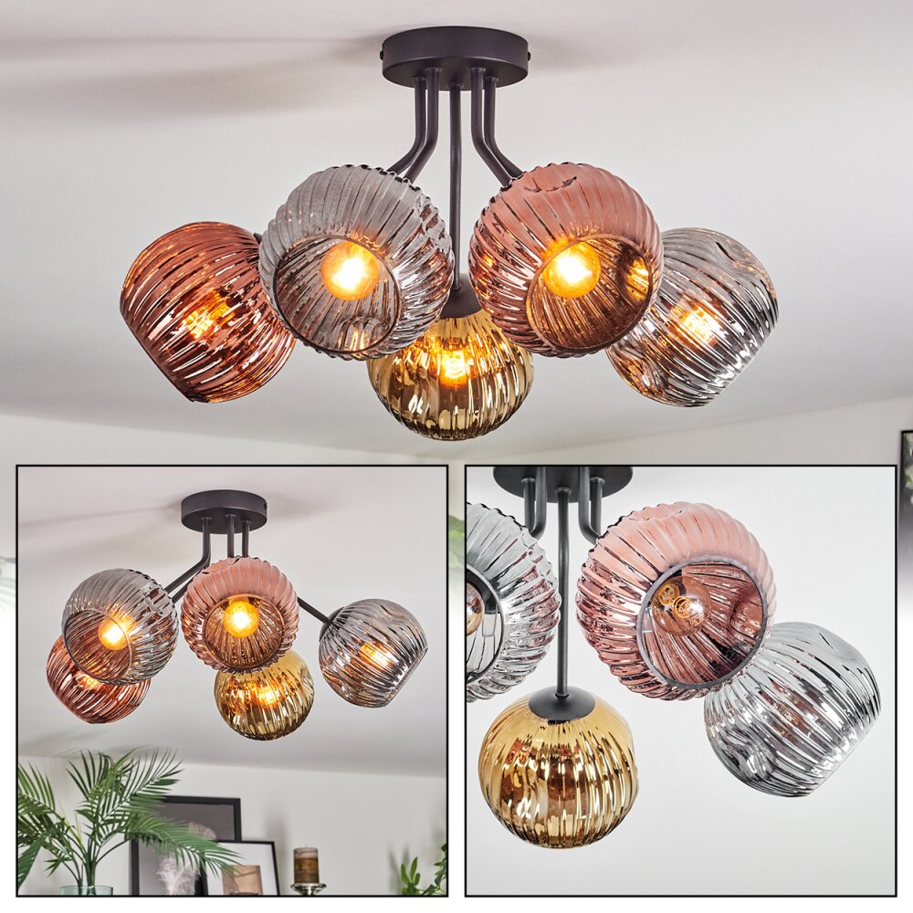 Ripoll Plafondlamp, Kogellampje Chroom, Goud, Koperkleurig, Rookkleurig, 5-lichts main product photo