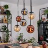 Gastor Hanglamp, Kogellampje, Hanglamp Amber, Chroom, Koperkleurig, Rookkleurig, 6-lichts