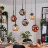 Gastor Hanglamp, Kogellampje, Hanglamp Amber, Chroom, Koperkleurig, Rookkleurig, 6-lichts