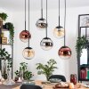 Gastor Hanglamp, Kogellampje, Hanglamp Amber, Chroom, Duidelijk, Koperkleurig, Rookkleurig, 6-lichts