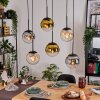 Gastor Hanglamp, Kogellampje, Hanglamp Amber, Goud, Duidelijk, Rookkleurig, 6-lichts