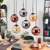 Gastor Hanglamp, Kogellampje, Hanglamp Amber, Chroom, Koperkleurig, Rookkleurig, 6-lichts