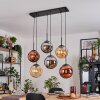 Gastor Hanglamp, Kogellampje, Hanglamp Amber, Chroom, Koperkleurig, Rookkleurig, 6-lichts