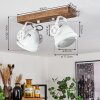 Herford Plafondlamp Bruin, Natuurlijke kleuren, Wit, 2-lichts
