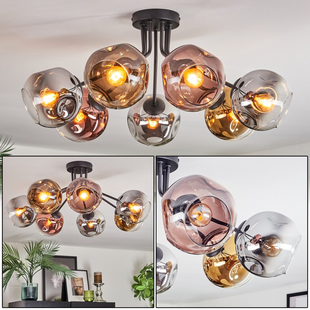 Ripoll Plafondlamp, Kogellampje Chroom, Goud, Duidelijk, Koperkleurig, Rookkleurig, 7-lichts main product photo