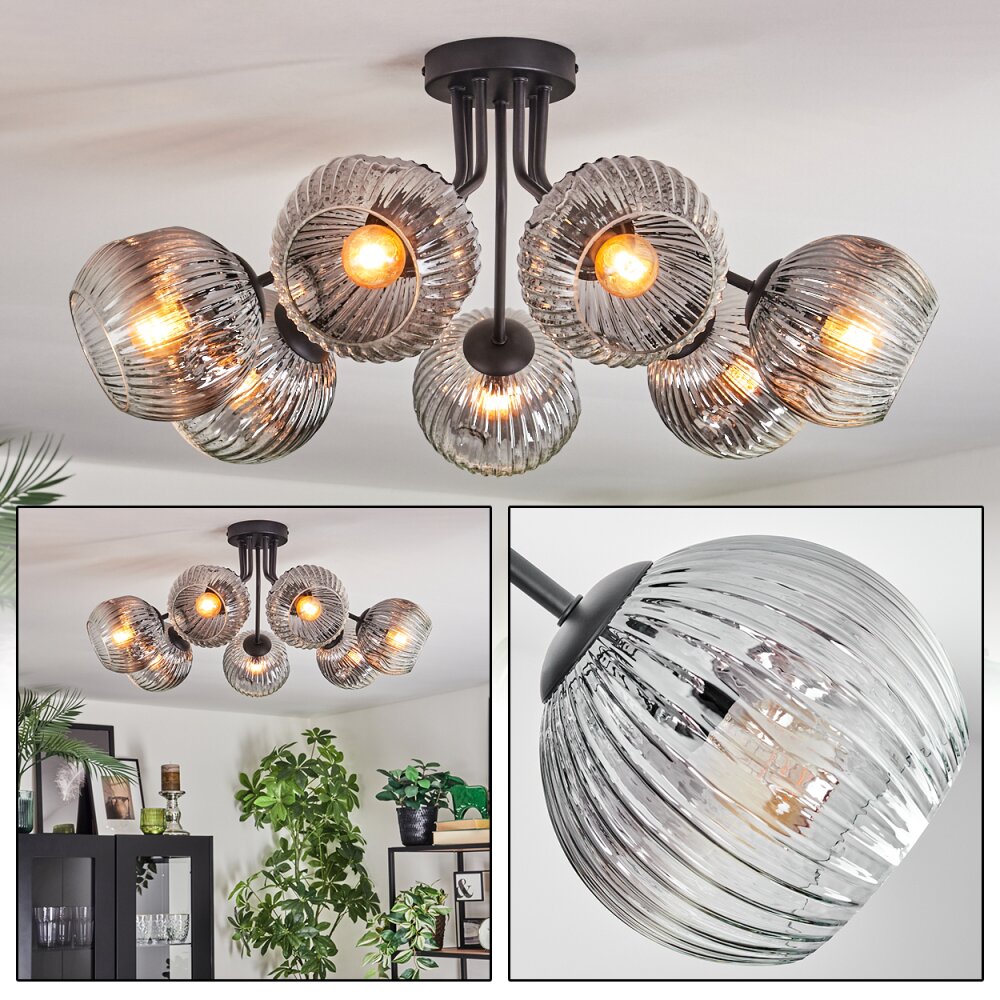 Ripoll Plafondlamp, Kogellampje Duidelijk, Rookkleurig, 7-lichts main product photo