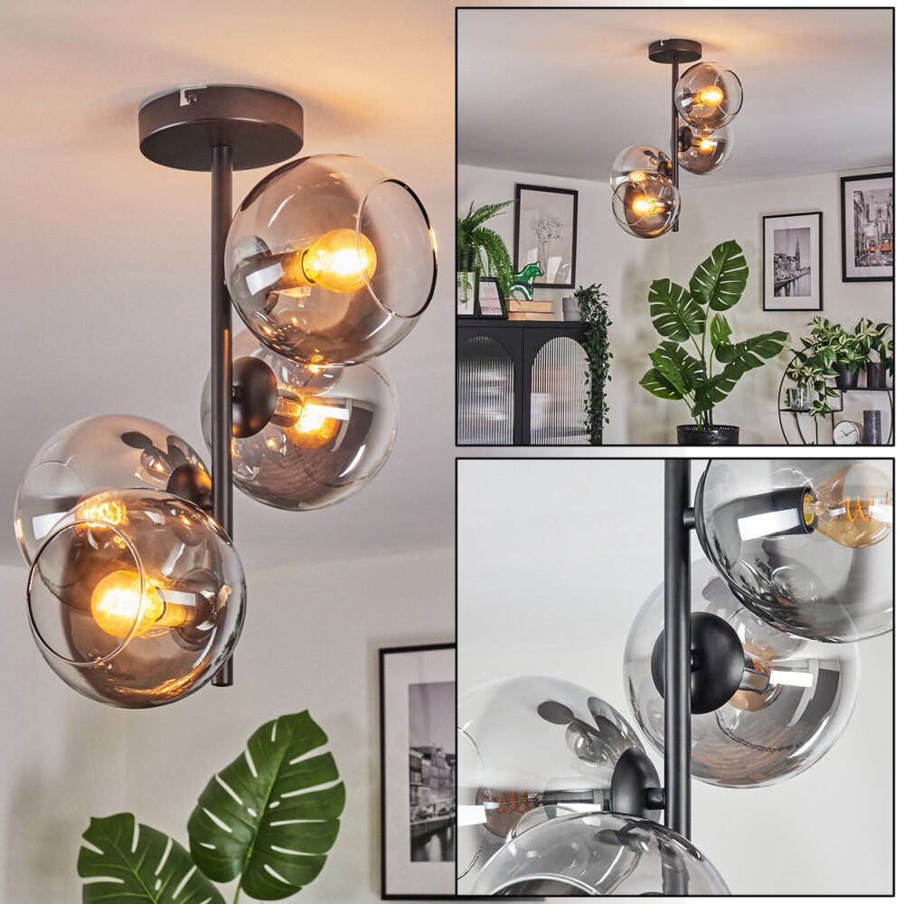Koyoto Plafondlamp, Kogellampje 32 cm Duidelijk, Rookkleurig, 4-lichts main product photo