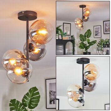 Gastor Plafondlamp, Kogellampje 32 cm Amber, Duidelijk, Rookkleurig, 4-lichts