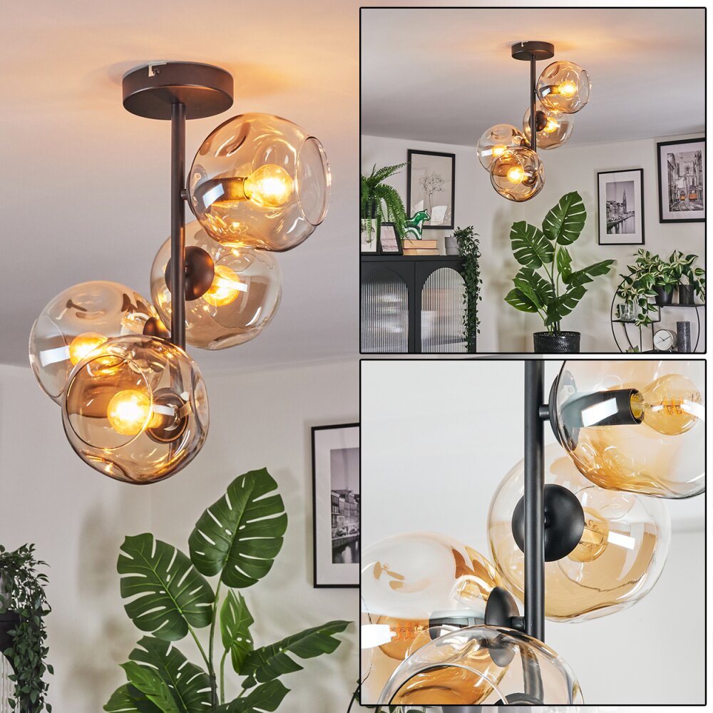 Ripoll Plafondlamp, Kogellampje Amber, Duidelijk, 4-lichts main product photo