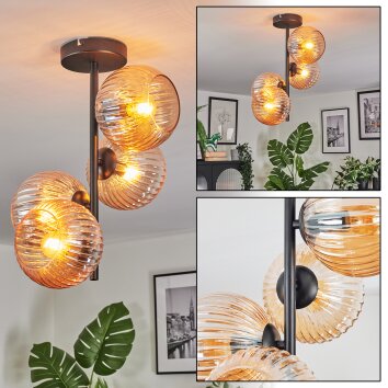 Koyoto Plafondlamp, Kogellampje Amber, 4-lichts