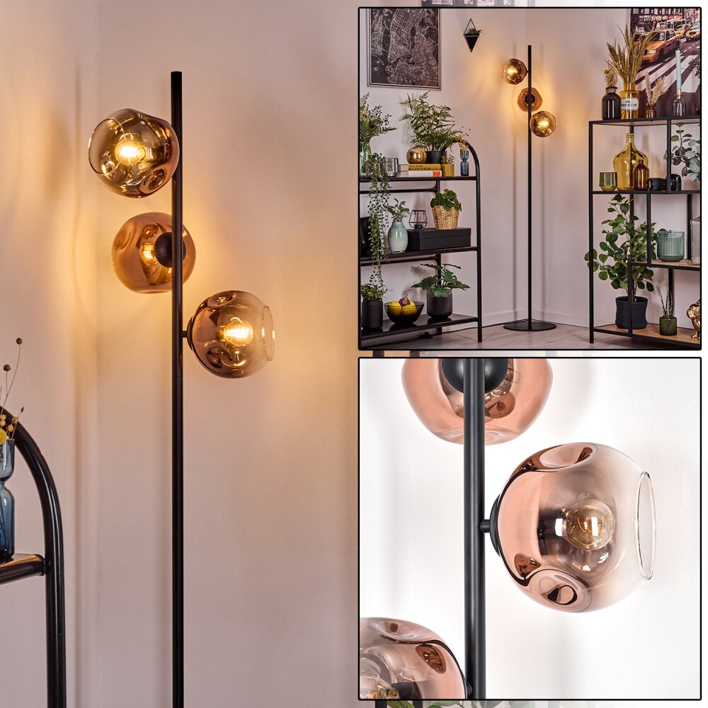 Ripoll Staande lamp Duidelijk, Koperkleurig, 3-lichts main product photo