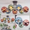 Ripoll Plafondlamp, Kogellampje Blauw, Groen, Koperkleurig, 7-lichts