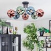 Ripoll Plafondlamp, Kogellampje Blauw, Groen, Koperkleurig, 7-lichts