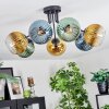 Koyoto Plafondlamp, Kogellampje 82 cm Blauw, Goud, Groen, Duidelijk, 7-lichts