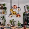 Gastor Hanglamp, Kogellampje, Hanglamp Chroom, Goud, Duidelijk, Koperkleurig, Rookkleurig, 6-lichts