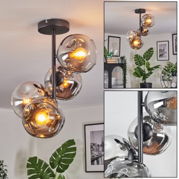 Ripoll Plafondlamp, Kogellampje Chroom, Duidelijk, Rookkleurig, 4-lichts Ripoll Plafondlamp, Kogellampje Chroom, Duidelijk, Rookkleurig, 4-lichts