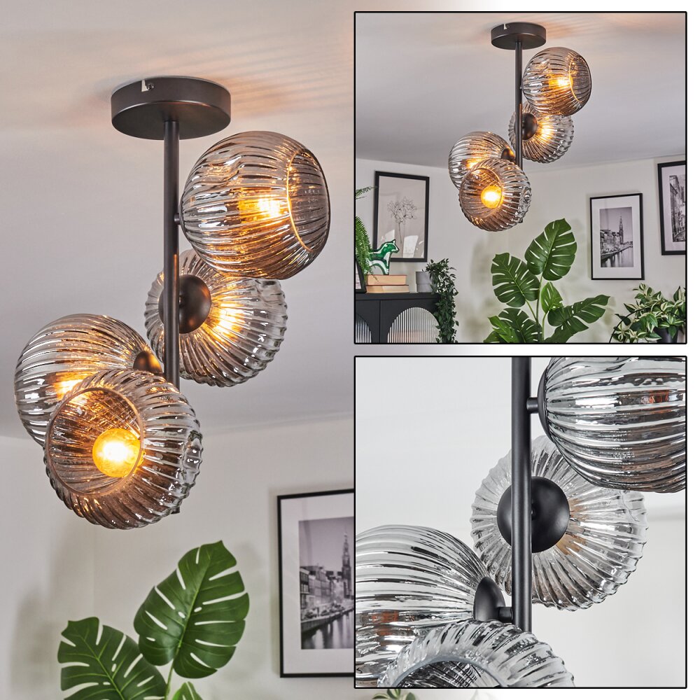 Ripoll Plafondlamp, Kogellampje Rookkleurig, 4-lichts main product photo