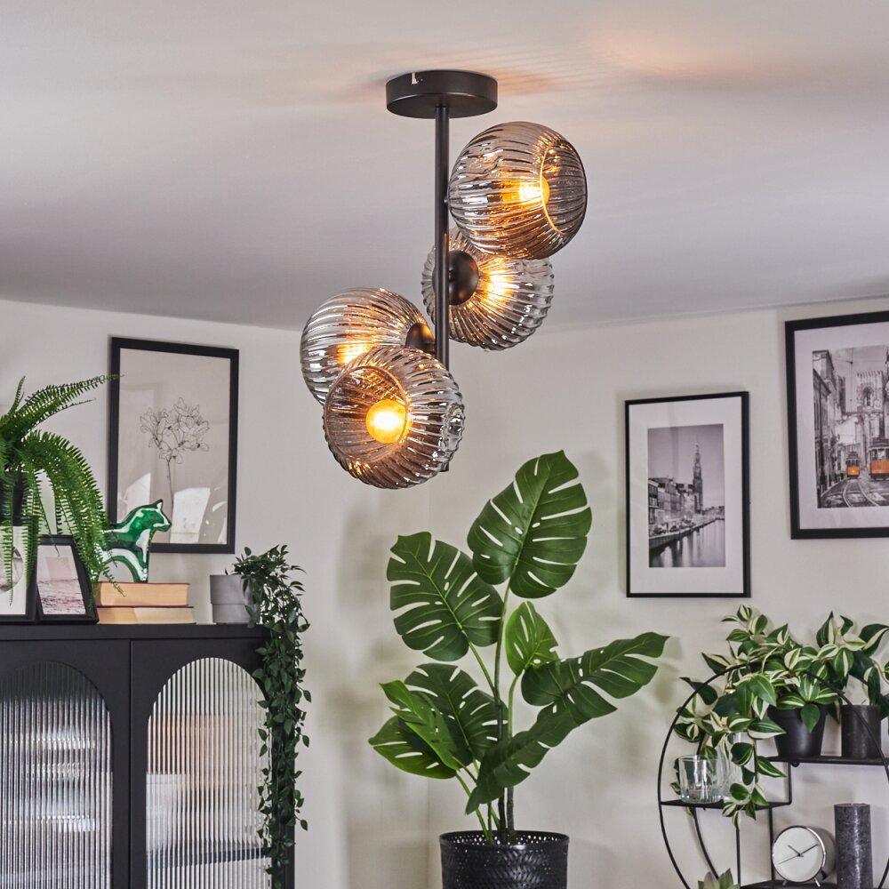 Ripoll Plafondlamp, Kogellampje Rookkleurig, 4-lichts