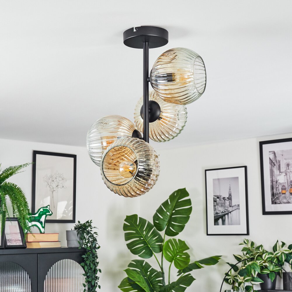 Ripoll Plafondlamp, Kogellampje Amber, Duidelijk, 4-lichts