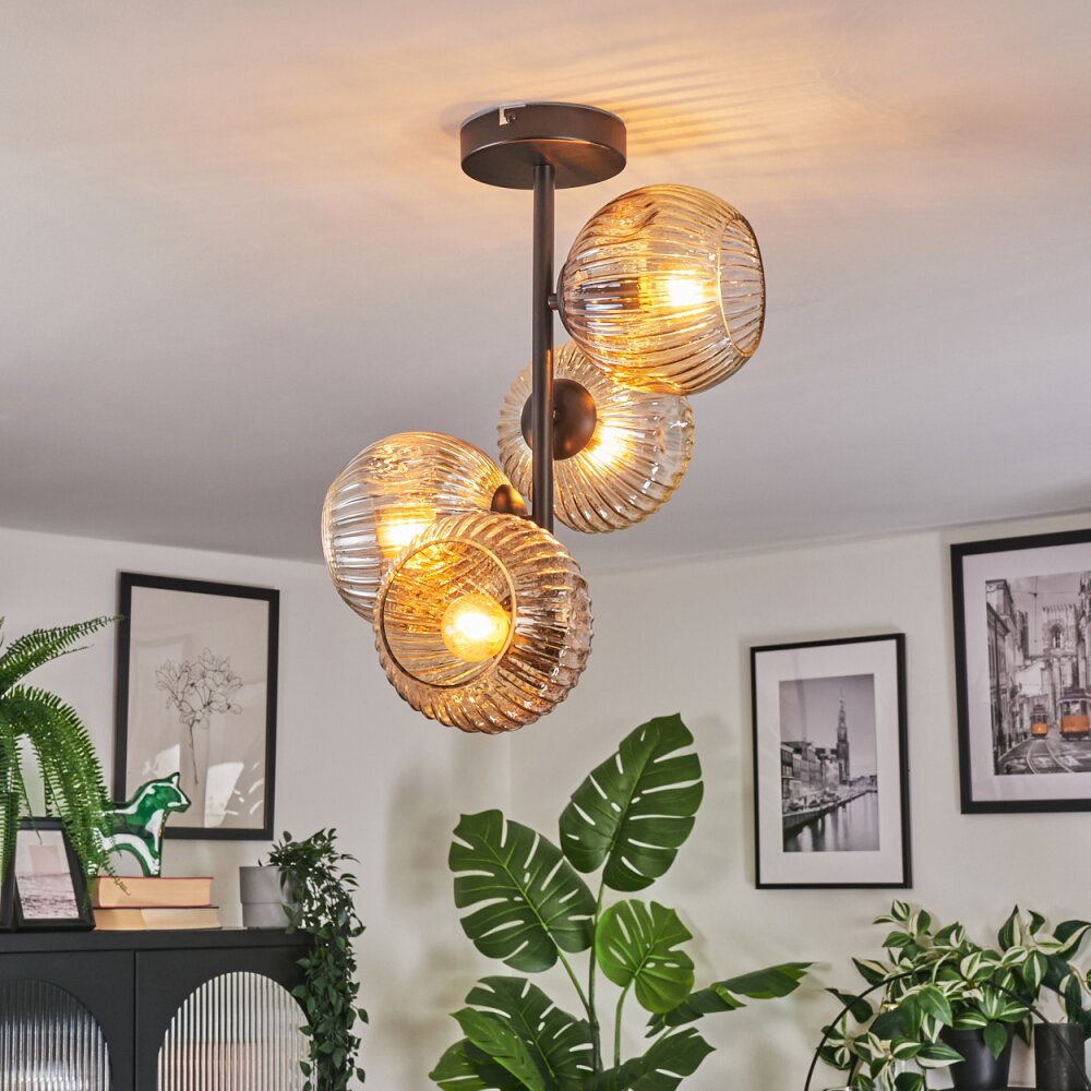 Ripoll Plafondlamp, Kogellampje Amber, Duidelijk, 4-lichts