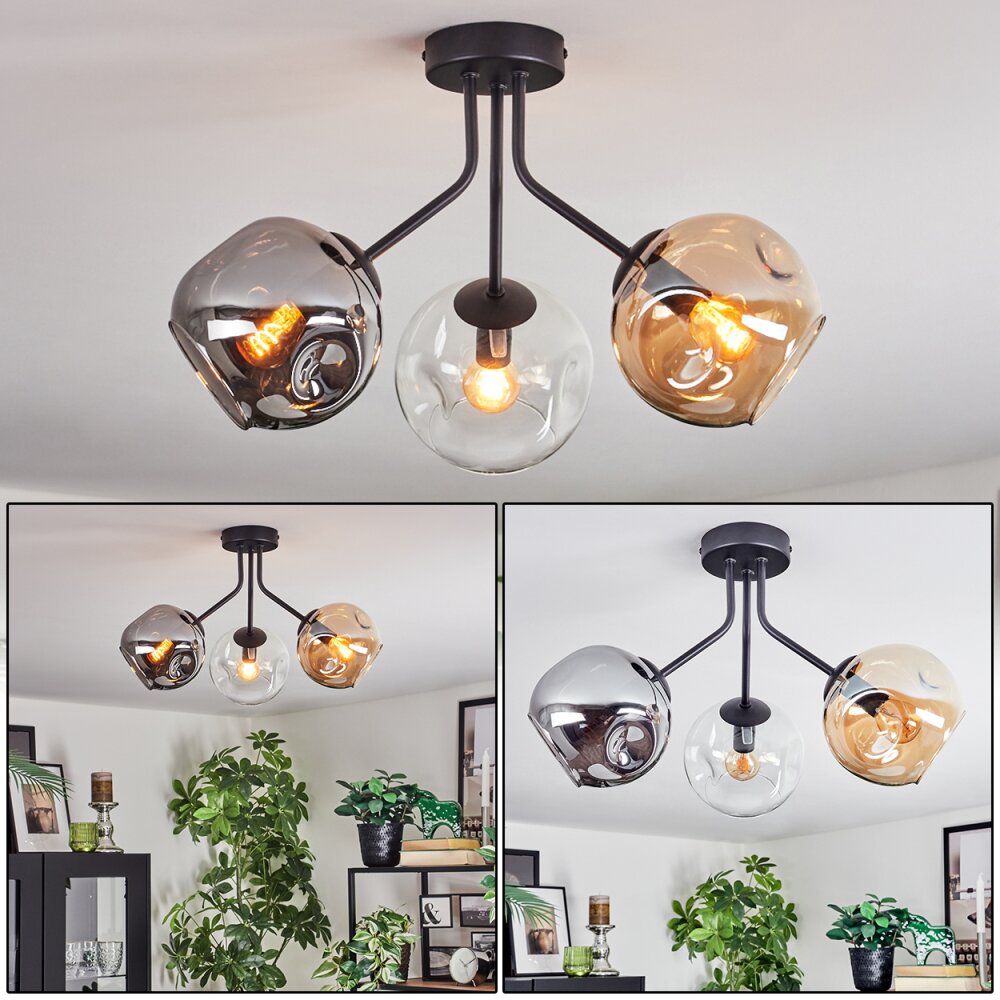 Ripoll Plafondlamp, Kogellampje Amber, Duidelijk, Rookkleurig, 3-lichts main product photo