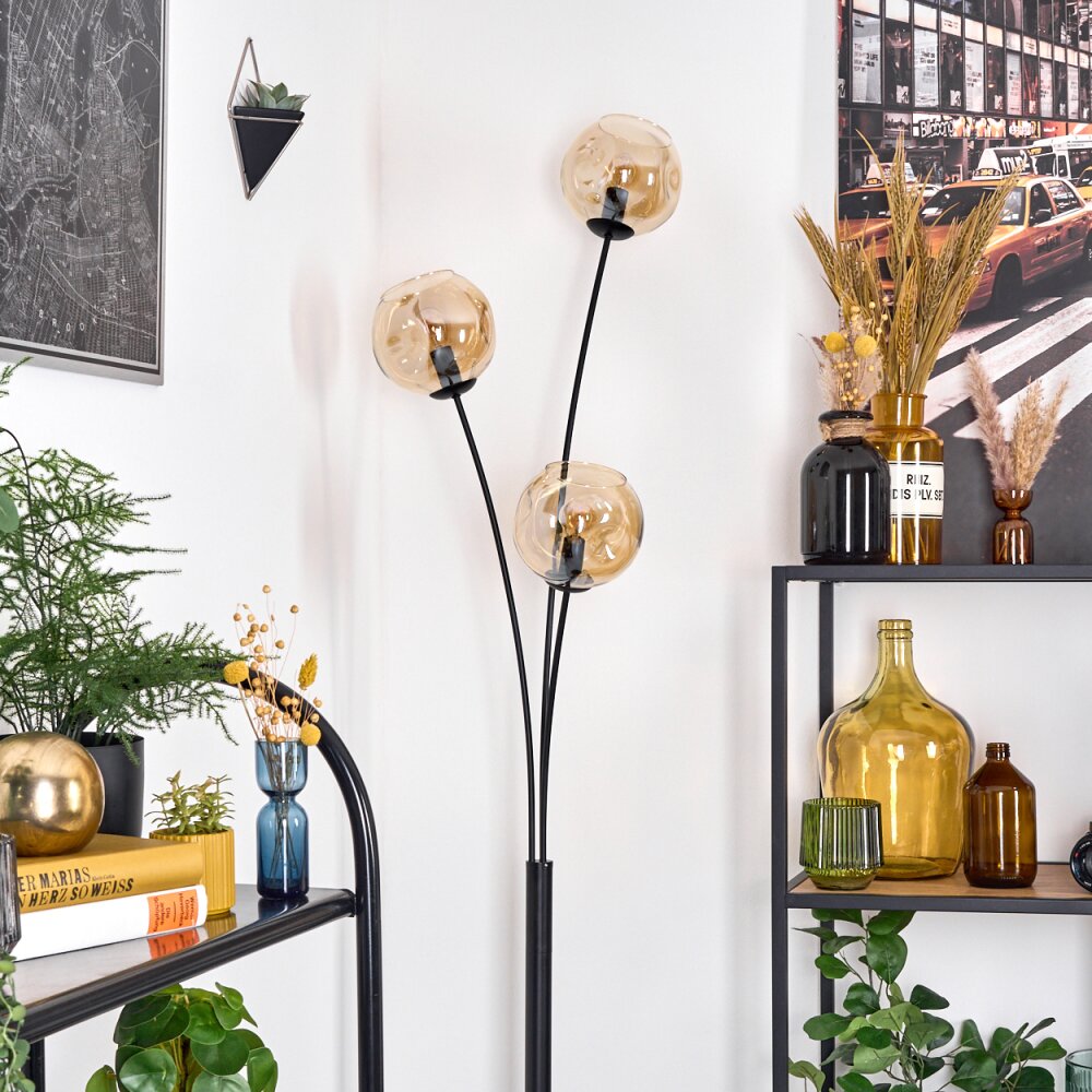 Ripoll Kogellampje, Staande lamp Amber, 3-lichts