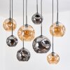 Ripoll Hanglamp, Kogellampje, Hanglamp Natuurlijke kleuren, Zwart, 8-lichts