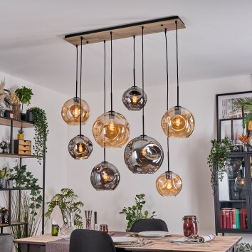 Ripoll Hanglamp, Kogellampje, Hanglamp Natuurlijke kleuren, Zwart, 8-lichts