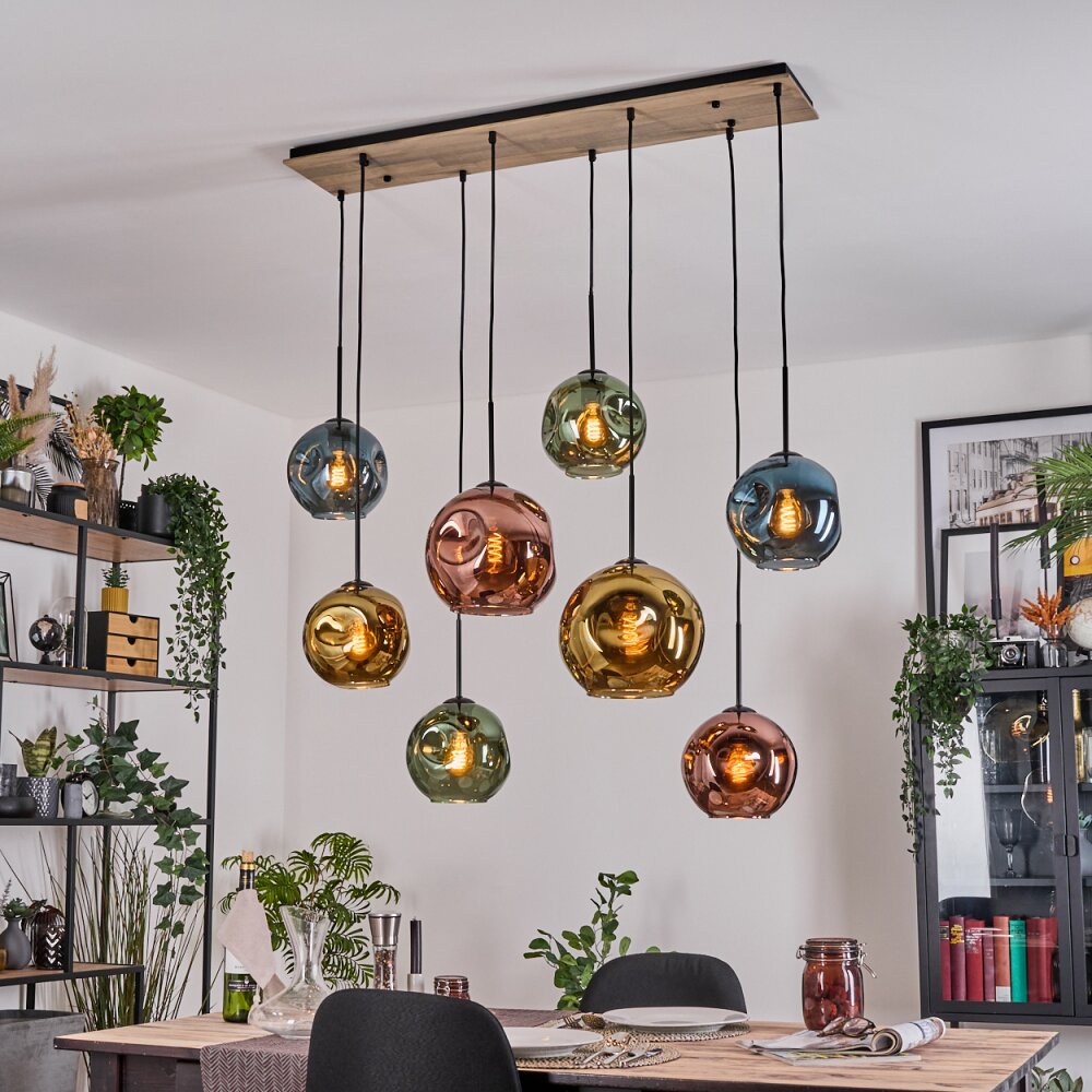 Ripoll Hanglamp, Kogellampje, Hanglamp Natuurlijke kleuren, Zwart, 8-lichts main product photo