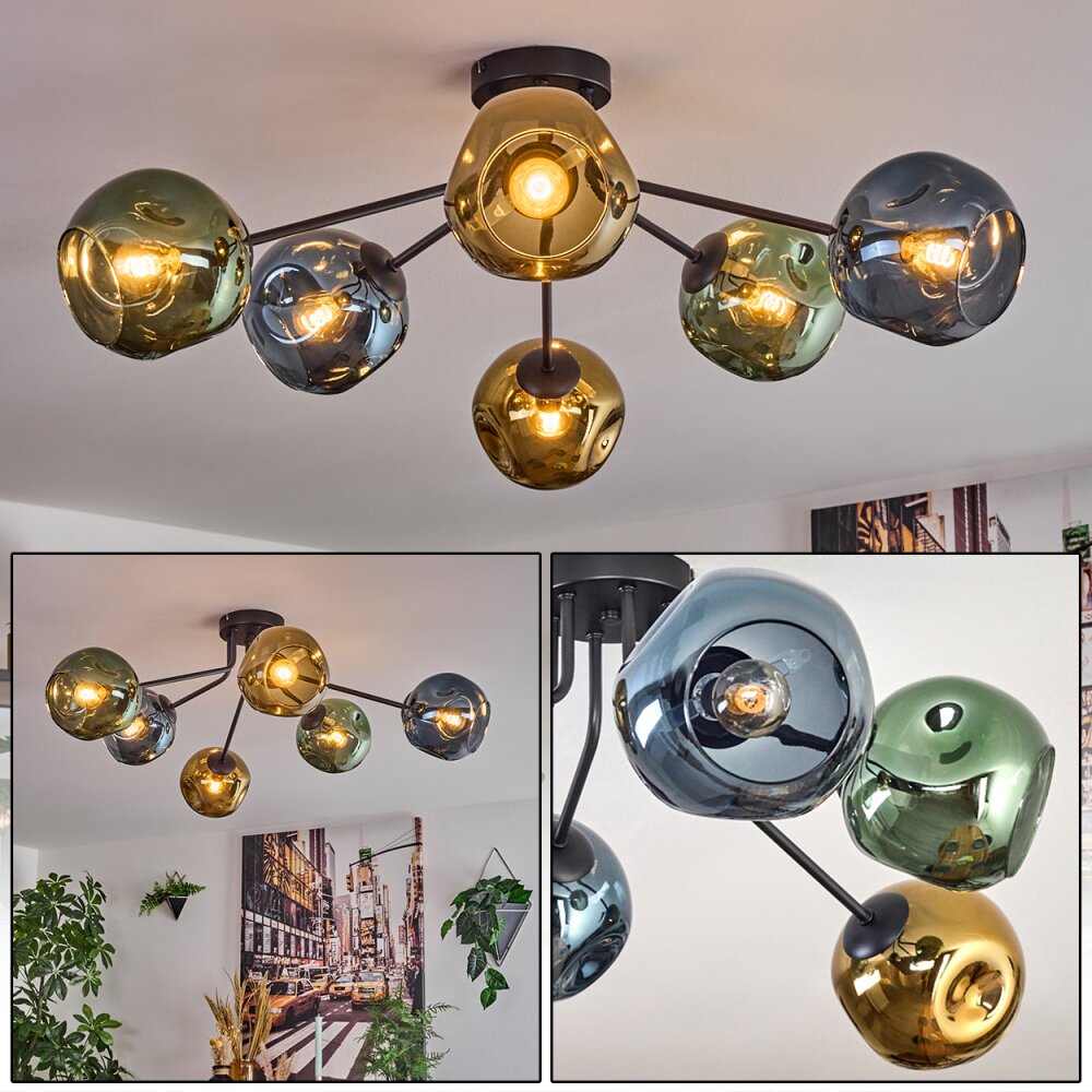 Ripoll Plafondlamp, Kogellampje Blauw, Goud, Groen, 6-lichts main product photo