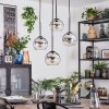 Koyoto Hanglamp, Kogellampje, Cluster hanglamp 35 cm Chroom, Duidelijk, Rookkleurig, 4-lichts