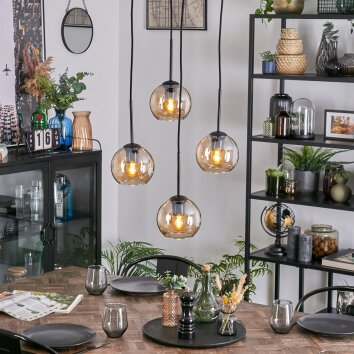 Koyoto Hanglamp, Kogellampje, Cluster hanglamp 35 cm Amber, 4-lichts