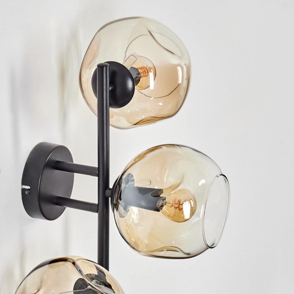 Ripoll Kogellampje, Wandlamp Amber, Duidelijk, 3-lichts
