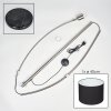 Bassagoda Staande lamp, Booglampen Nikkel mat, Zwart, 1-licht, Stoffen lampenkap