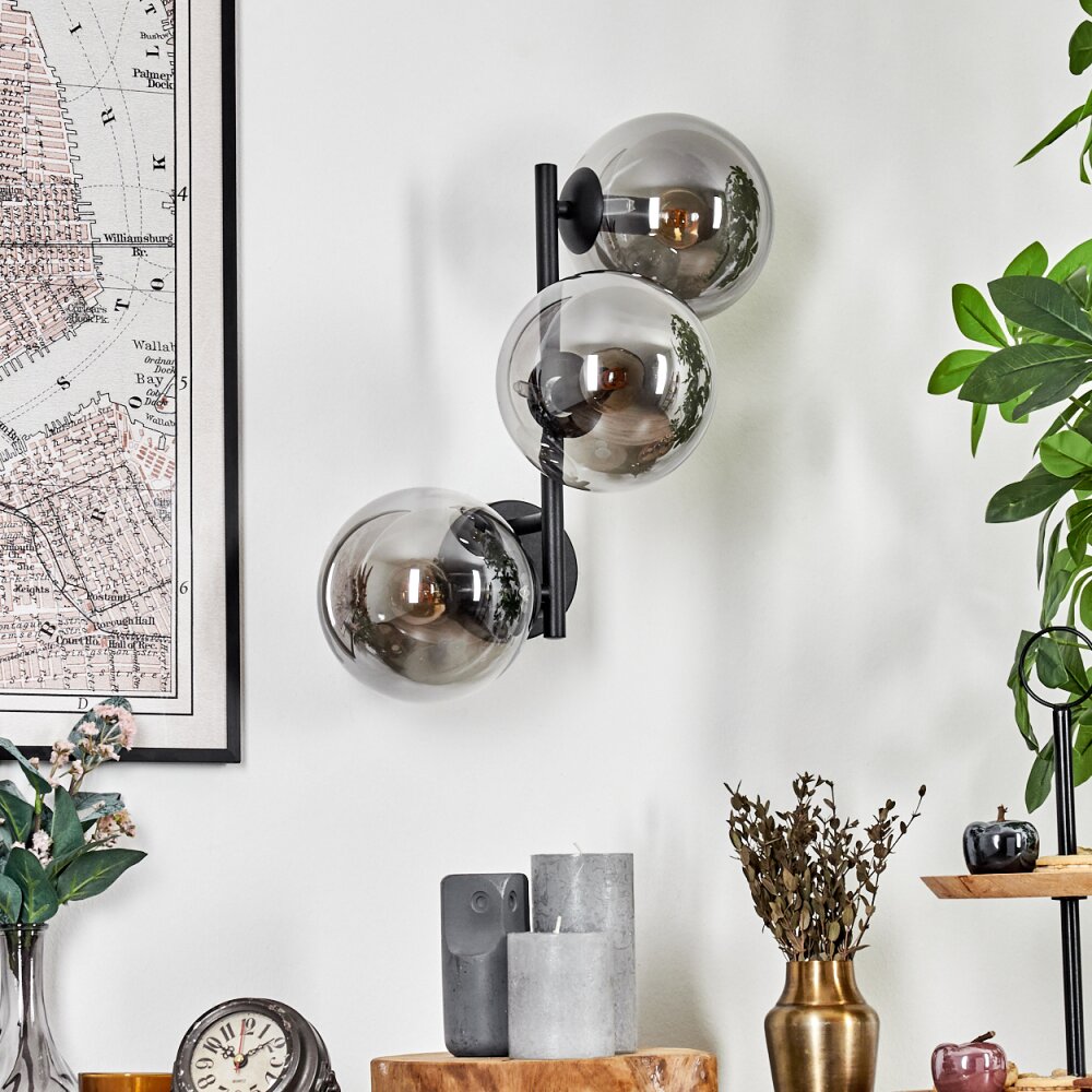 Gastor Kogellampje, Wandlamp Rookkleurig, 3-lichts