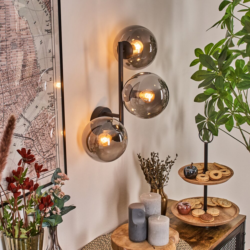 Gastor Kogellampje, Wandlamp Rookkleurig, 3-lichts