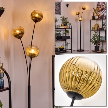 Koyoto Kogellampje, Staande lamp Goud, Duidelijk, 3-lichts Koyoto Kogellampje, Staande lamp Goud, Duidelijk, 3-lichts