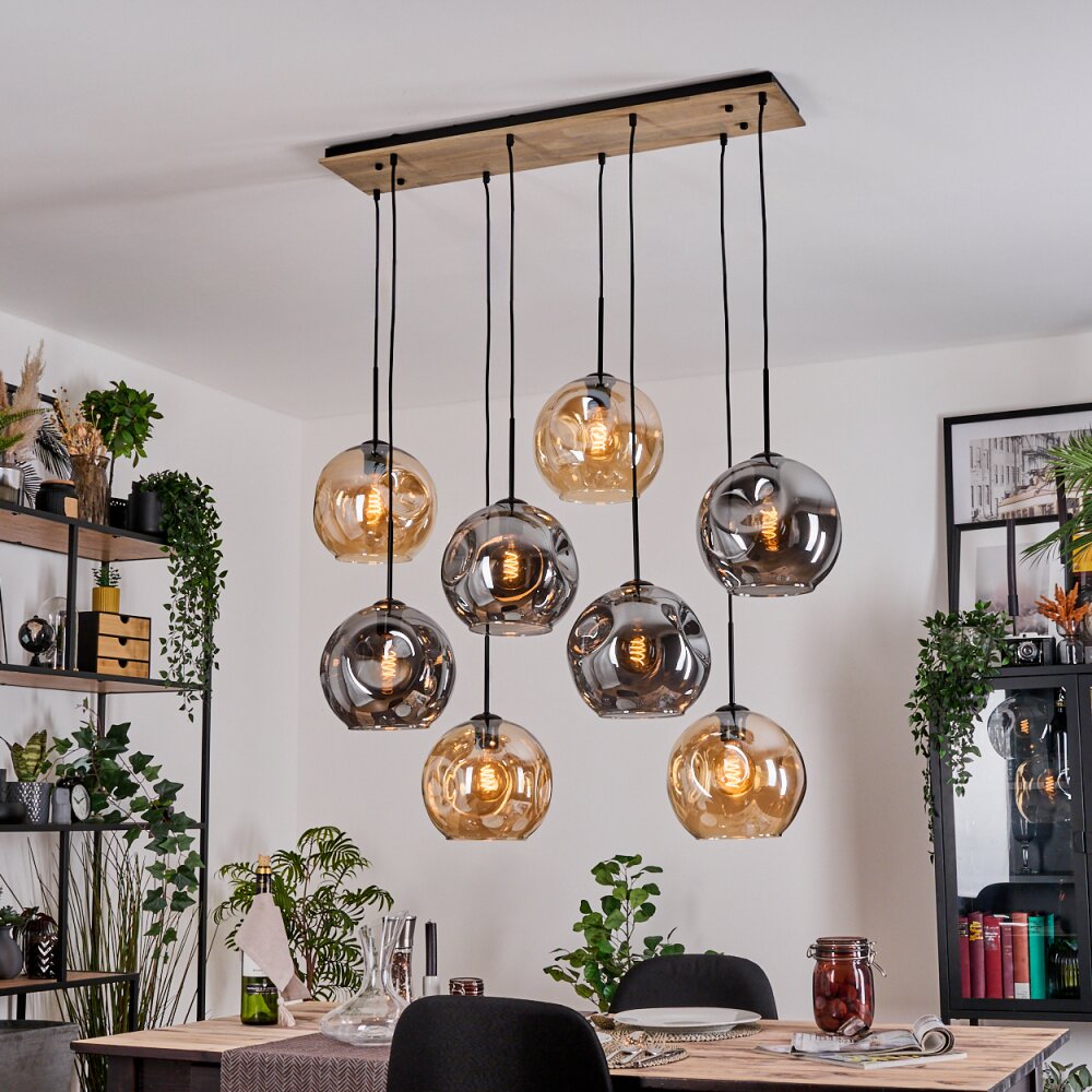 Ripoll Hanglamp, Kogellampje, Hanglamp Natuurlijke kleuren, Zwart, 8-lichts main product photo