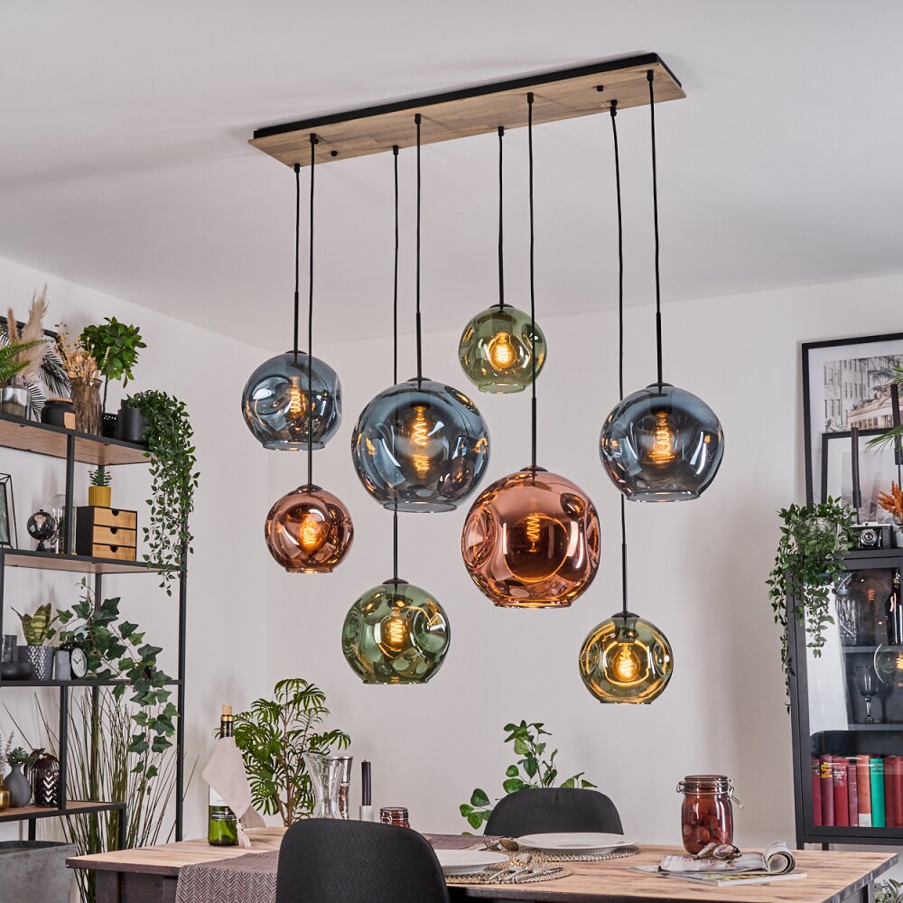 Ripoll Hanglamp, Kogellampje, Hanglamp Natuurlijke kleuren, Zwart, 8-lichts main product photo