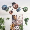 Ripoll Plafondlamp, Kogellampje Blauw, Groen, Koperkleurig, 6-lichts