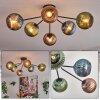 Koyoto Plafondlamp, Kogellampje 74 cm Blauw, Groen, Koperkleurig, 6-lichts