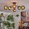 Koyoto Plafondlamp, Kogellampje 74 cm Blauw, Groen, Koperkleurig, 6-lichts