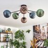 Koyoto Plafondlamp, Kogellampje 74 cm Blauw, Groen, Koperkleurig, 6-lichts